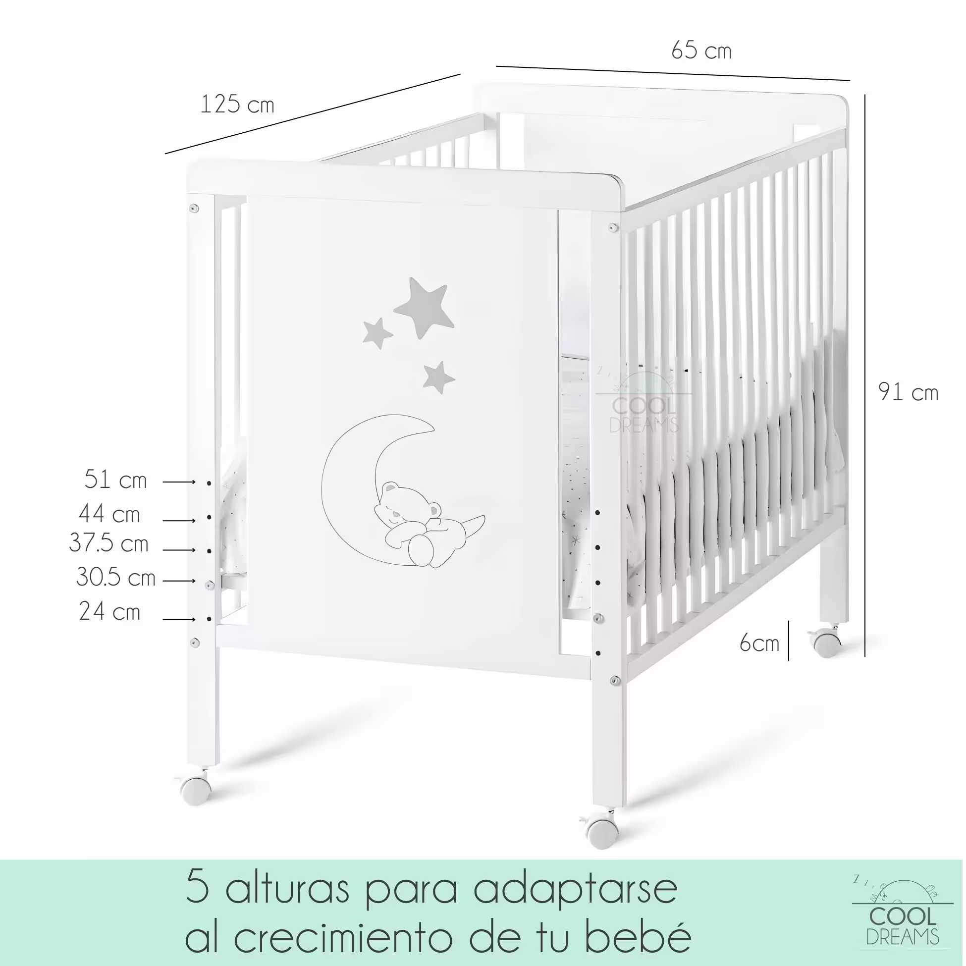 que medida tiene la cuna de bebe indi