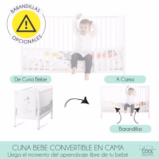 Cuna bebe Indi 3x1 convertible en cama - Imagen 3