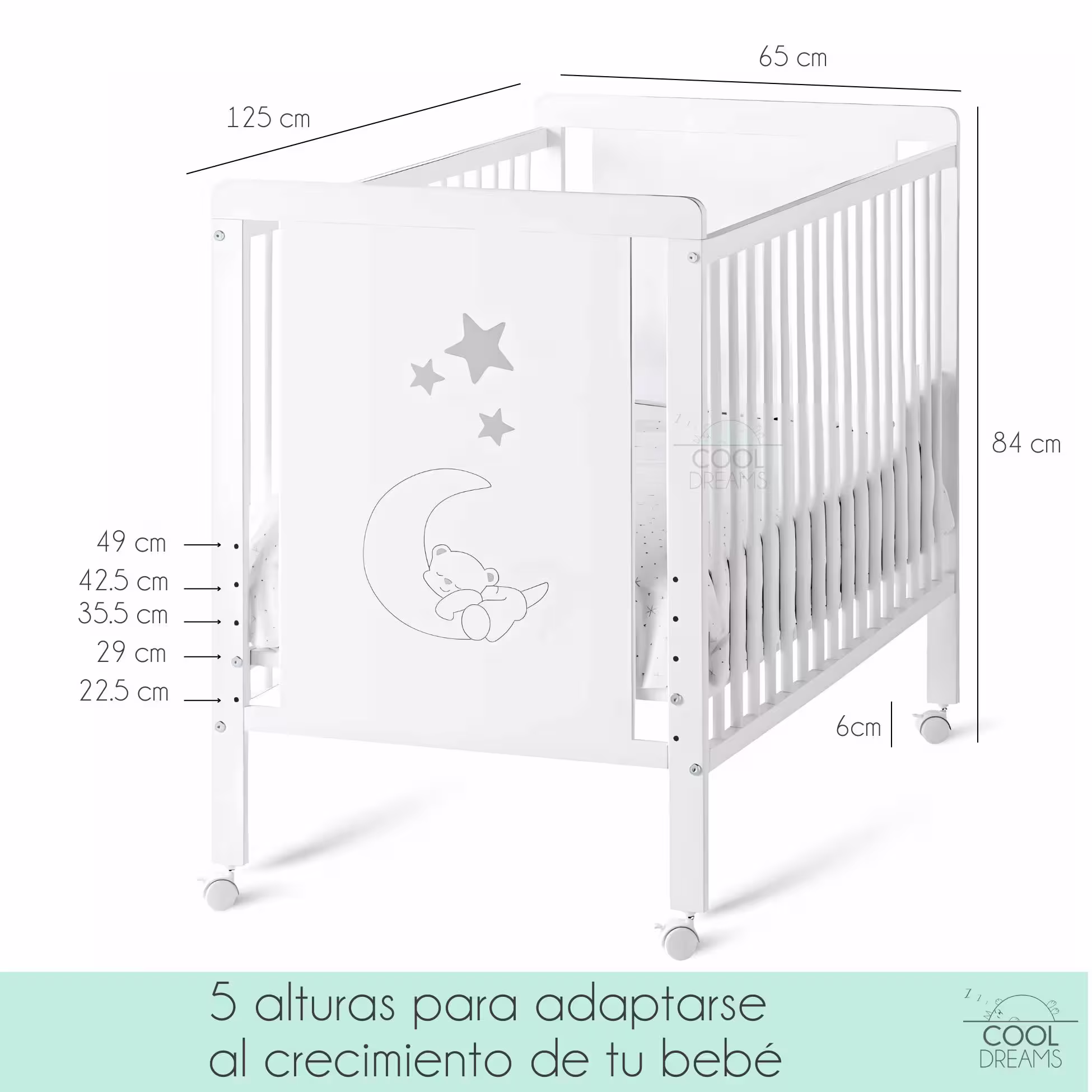 que medida tiene la cuna de bebe indi