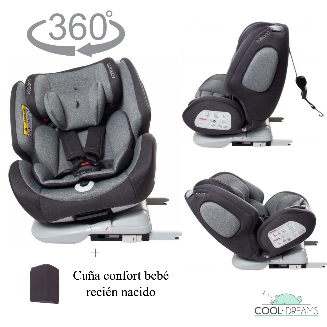 Silla coche isofix giratoria grupo 0 1 2 3