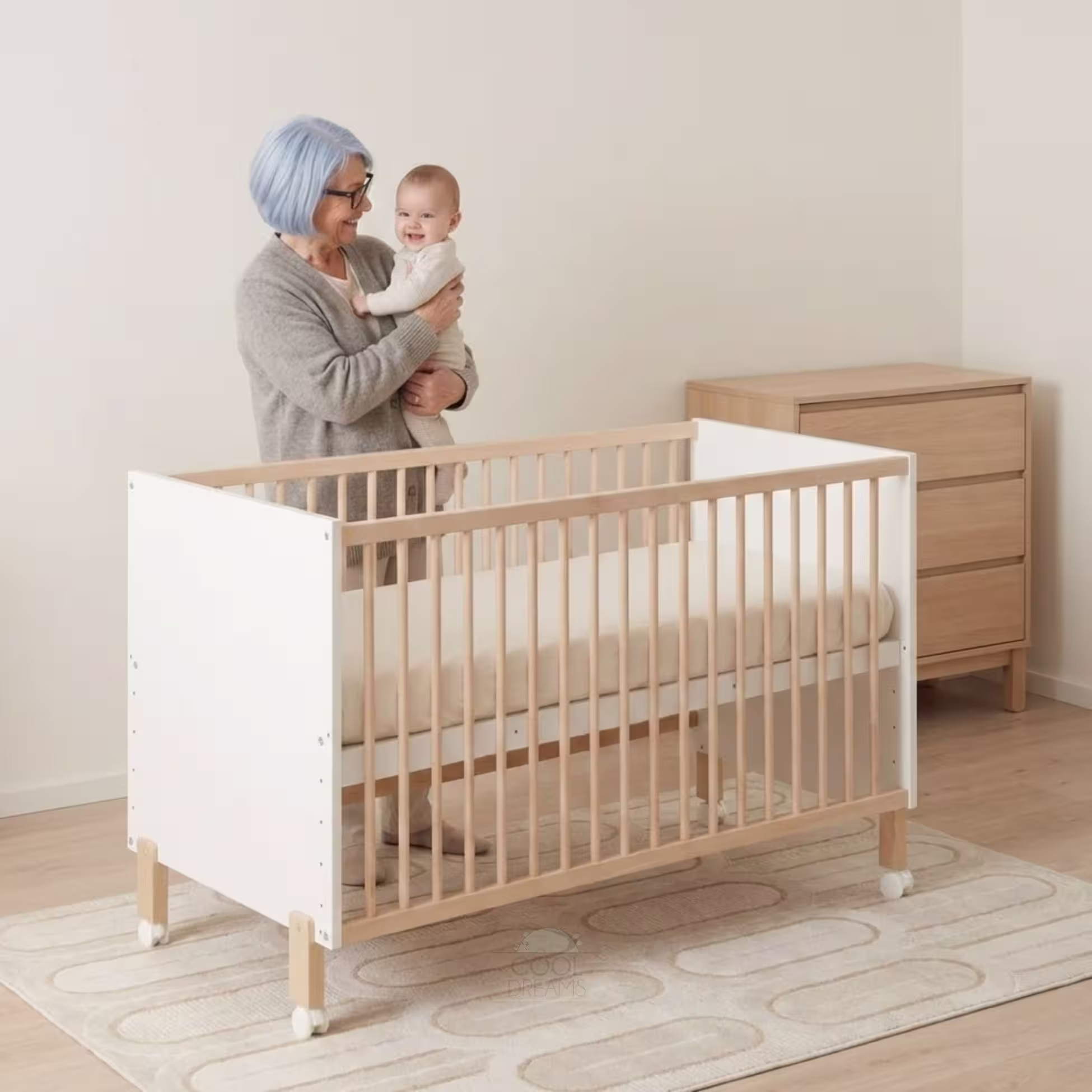 Cuna colecho Umami 3×1 convertible en cama + ruedas