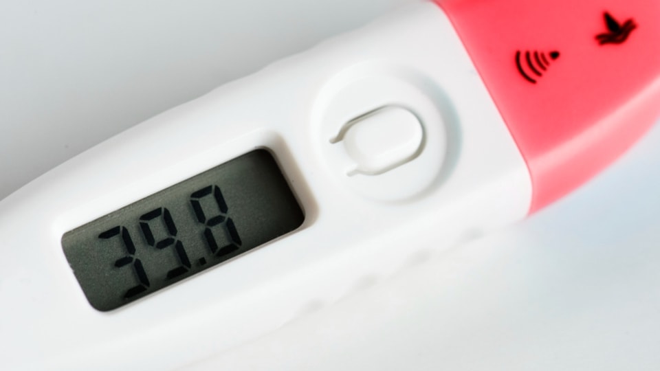 Termómetro digital para medir la fiebre en el bebé