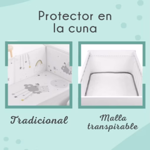 malla transpirable o chichonera en la cuna