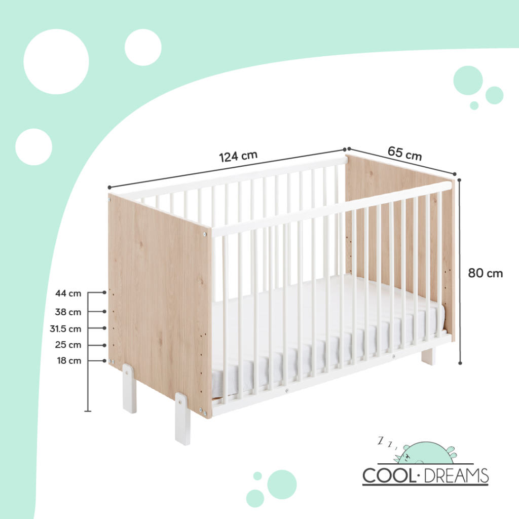 Medidas cuna colecho convertible Shira de Cool Dreams