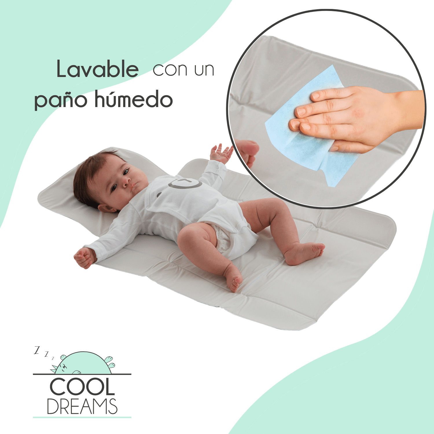 limpieza-cambiador-viaje-personalizado-CoolDreams Limpieza cambiador bebé impermeable portátil personalizado Cool Dreams