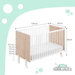 Medidas cuna colecho convertible Shira con ruedas de Cool Dreams