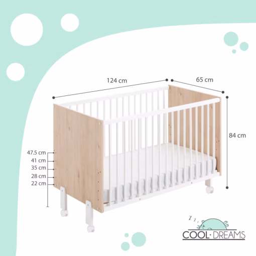 Medidas cuna colecho convertible Shira con ruedas de Cool Dreams