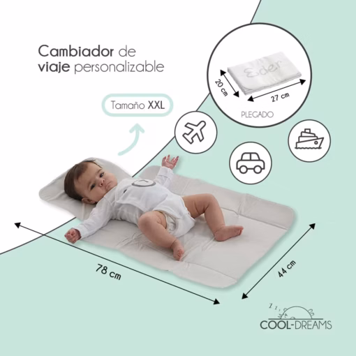 Medidas cambiador bebé portátil personalizado Cool Dreams