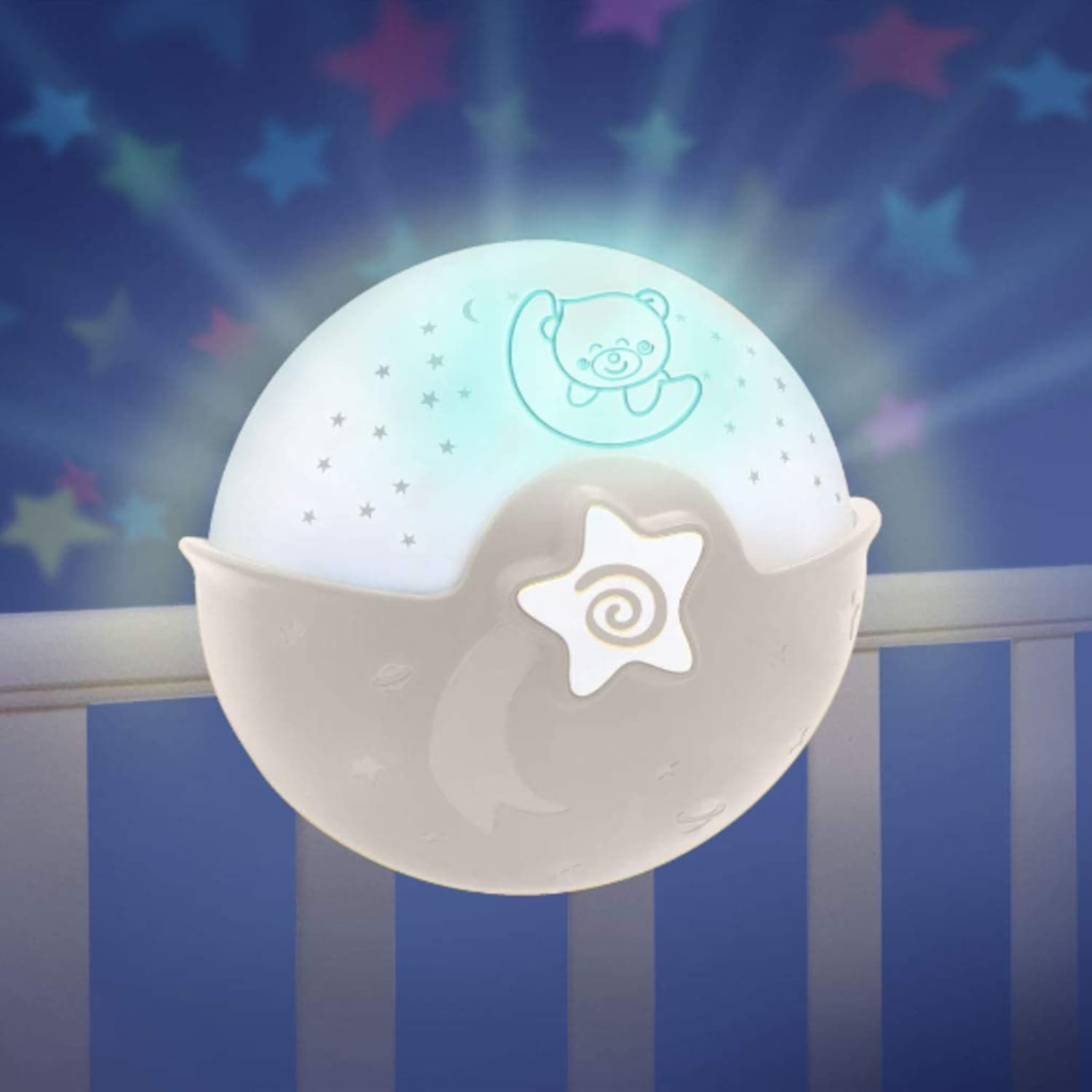 Lámpara proyector cuna Infantino modo estrellas en tienda Cool Dreams