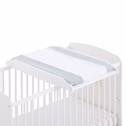 Cambiador bebe Maya de madera Cuna y Maxicuna + Cambiador plano plastificado + Funda Rizo impermeable 100% lavable. Gofre Green Granite