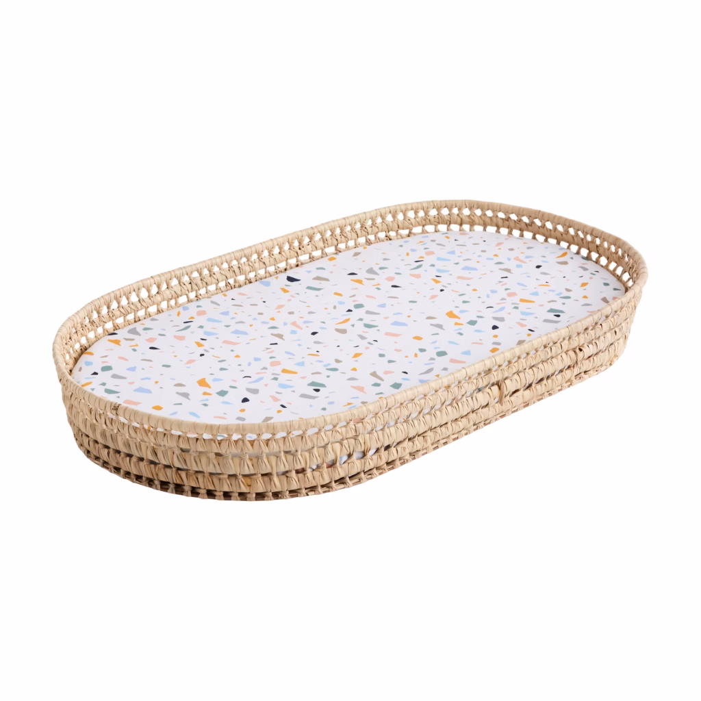 Cambiador bebé de palma natural con colchón impermeable