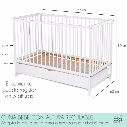 ES-MAIPO-5 cuna bebe con altura regulable maipo