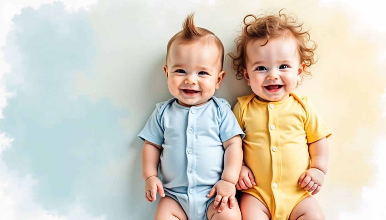 Niños riendo pesos de gemelos y mellizos udeales