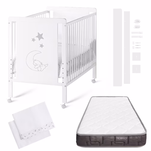 Cuna Indi outlet + kit colecho + colchón Morfeo + Bajera y encimera