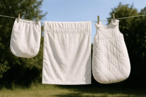 Sábanas de bebé secándose al sol
