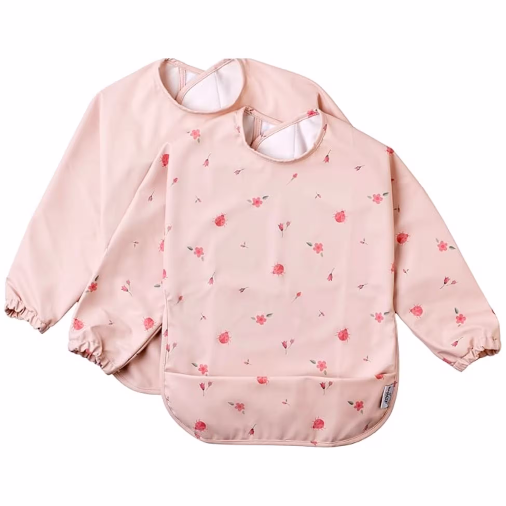 babero bebe babate mariquitas rosa