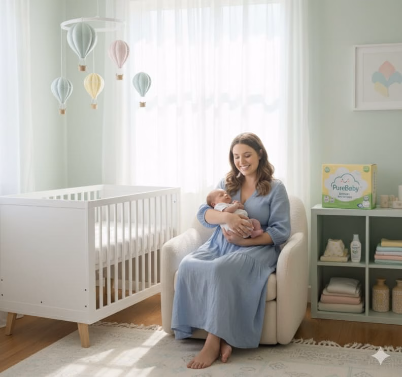 Madre recién nacido en brazos