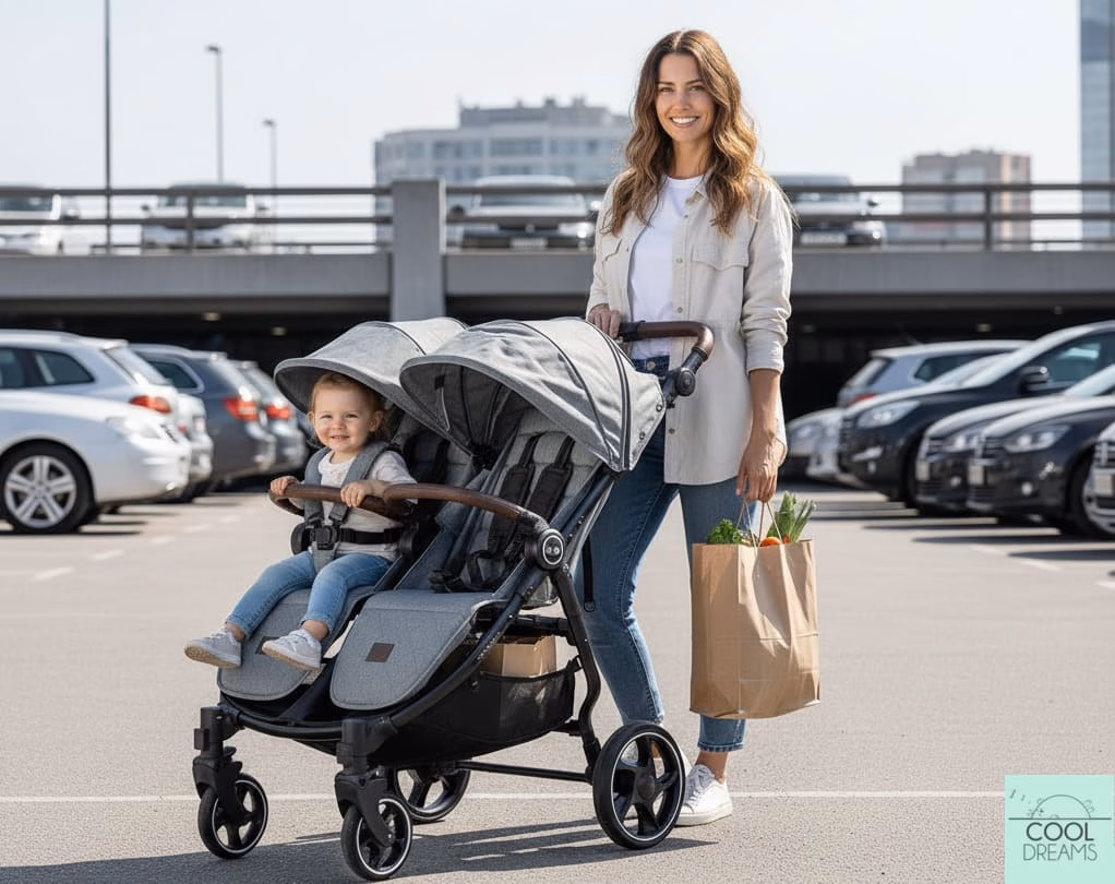 de compras con carro gemelar